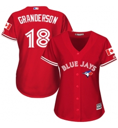 Women's Majestic Toronto Blue Jays #18 Curtis Granderson Replica Scarlet Alternate MLB Jersey
