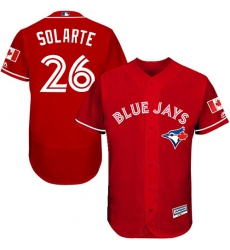 Men's Majestic Toronto Blue Jays #26 Yangervis Solarte Scarlet Alternate Flex Base Authentic Collection Alternate MLB Jersey