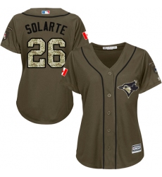 Women's Majestic Toronto Blue Jays #26 Yangervis Solarte Authentic Green Salute to Service MLB Jersey