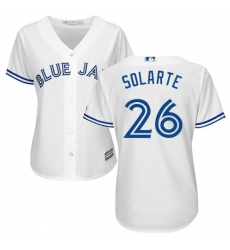 Women's Majestic Toronto Blue Jays #26 Yangervis Solarte Authentic White Home MLB Jersey