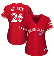 Women's Majestic Toronto Blue Jays #26 Yangervis Solarte Replica Scarlet Alternate MLB Jersey