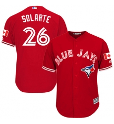 Youth Majestic Toronto Blue Jays #26 Yangervis Solarte Replica Scarlet Alternate MLB Jersey