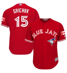Men's Majestic Toronto Blue Jays #15 Randal Grichuk Replica Scarlet Alternate Cool Base MLB Jersey