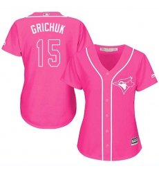 Women's Majestic Toronto Blue Jays #15 Randal Grichuk Authentic Pink Fashion Cool Base MLB Jersey