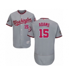 Men's Washington Nationals #15 Matt Adams Grey Road Flex Base Authentic Collection 2019 World Series Bound Baseball Jersey