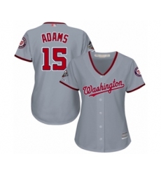 Women's Washington Nationals #15 Matt Adams Authentic Grey Road Cool Base 2019 World Series Champions Baseball Jersey