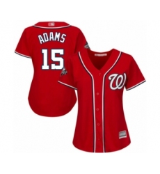 Women's Washington Nationals #15 Matt Adams Authentic Red Alternate 1 Cool Base 2019 World Series Bound Baseball Jersey