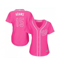 Women's Washington Nationals #15 Matt Adams Replica Pink Fashion Cool Base Baseball Jersey