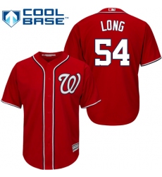 Youth Majestic Washington Nationals #54 Kevin Long Authentic Red Alternate 1 Cool Base MLB Jersey
