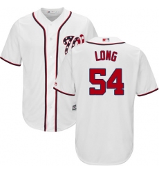 Youth Majestic Washington Nationals #54 Kevin Long Replica White Home Cool Base MLB Jersey