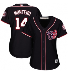 Women's Majestic Washington Nationals #14 Miguel Montero Authentic Navy Blue Alternate 2 Cool Base MLB Jersey