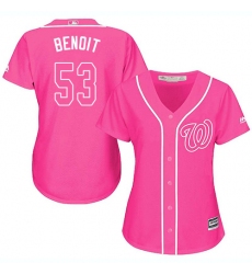 Women's Majestic Washington Nationals #53 Joaquin Benoit Authentic Pink Fashion Cool Base MLB Jersey