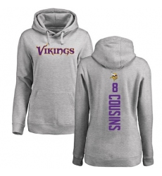 NFL Women's Nike Minnesota Vikings #8 Kirk Cousins Ash Backer Pullover Hoodie