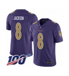 Men's Nike Baltimore Ravens #8 Lamar Jackson Limited Purple Rush Vapor Untouchable 100th Season NFL Jersey Men's Nike Baltimore Ravens #8 Lamar Jackson Limited Purple Rush Vapor Untouchable 100th Season NFL Jersey