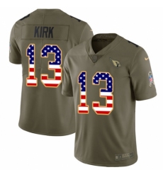 Men's Nike Arizona Cardinals #13 Christian Kirk Limited Olive/USA Flag 2017 Salute to Service NFL Jersey