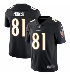 Men's Nike Baltimore Ravens #81 Hayden Hurst Black Alternate Vapor Untouchable Limited Player NFL Jersey