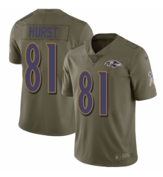 Men's Nike Baltimore Ravens #81 Hayden Hurst Limited Olive 2017 Salute to Service NFL Jersey