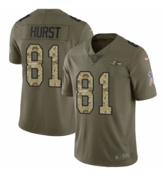 Men's Nike Baltimore Ravens #81 Hayden Hurst Limited Olive Camo Salute to Service NFL Jersey