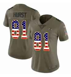 Women's Nike Baltimore Ravens #81 Hayden Hurst Limited Olive USA Flag Salute to Service NFL Jersey