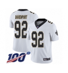 Men's New Orleans Saints #92 Marcus Davenport White Vapor Untouchable Limited Player 100th Season Football Jersey