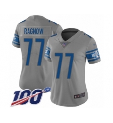 Women's Detroit Lions #77 Frank Ragnow Limited Gray Inverted Legend 100th Season Football Jersey