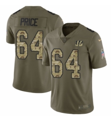 Men's Nike Cincinnati Bengals #64 Billy Price Limited Olive Camo 2017 Salute to Service NFL Jersey