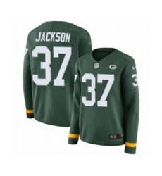Women's Nike Green Bay Packers #37 Josh Jackson Limited Green Therma Long Sleeve NFL Jersey