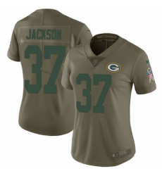 Women's Nike Green Bay Packers #37 Josh Jackson Limited Olive 2017 Salute to Service NFL Jersey
