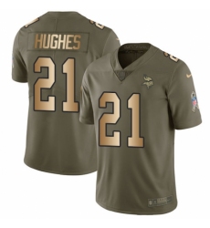 Men's Nike Minnesota Vikings #21 Mike Hughes Limited Olive Gold 2017 Salute to Service NFL Jersey