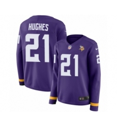 Women's Nike Minnesota Vikings #21 Mike Hughes Limited Purple Therma Long Sleeve NFL Jersey