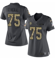 Women's Nike Minnesota Vikings #75 Brian O'Neill Limited Black 2016 Salute to Service NFL Jersey