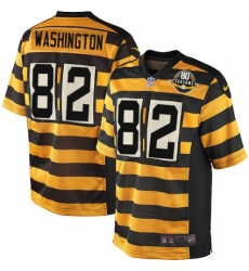 Men's Nike Pittsburgh Steelers #82 James Washington Game Yellow Black Alternate 80TH Anniversary Throwback NFL Jersey