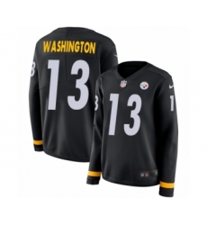 Women's Nike Pittsburgh Steelers #13 James Washington Limited Black Therma Long Sleeve NFL Jersey