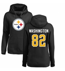 Women's Nike Pittsburgh Steelers #82 James Washington Black Name & Number Logo Pullover Hoodie