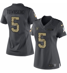 Women's Nike Oakland Raiders #5 Johnny Townsend Limited Black 2016 Salute to Service NFL Jersey
