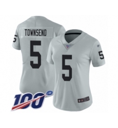 Women's Oakland Raiders #5 Johnny Townsend Limited Silver Inverted Legend 100th Season Football Jersey