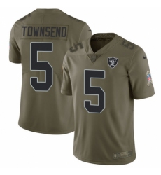 Youth Nike Oakland Raiders #5 Johnny Townsend Limited Olive 2017 Salute to Service NFL Jersey