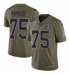 Men's Nike Oakland Raiders #75 Brandon Parker Limited Olive 2017 Salute to Service NFL Jersey