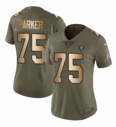 Women's Nike Oakland Raiders #75 Brandon Parker Limited Olive/Gold 2017 Salute to Service NFL Jersey