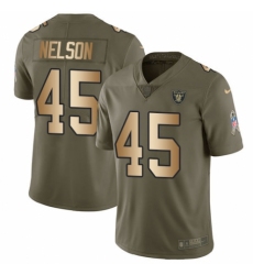 Men's Nike Oakland Raiders #45 Nick Nelson Limited Olive/Gold 2017 Salute to Service NFL Jersey