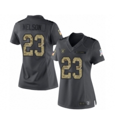 Women's Oakland Raiders #23 Nick Nelson Limited Black 2016 Salute to Service Football Jersey
