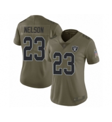 Women's Oakland Raiders #23 Nick Nelson Limited Olive 2017 Salute to Service Football Jersey