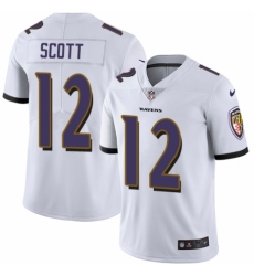 Men's Nike Baltimore Ravens #12 Jaleel Scott White Vapor Untouchable Limited Player NFL Jersey