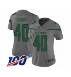 Women's New York Jets #40 Trenton Cannon Limited Gray Inverted Legend 100th Season Football Jersey