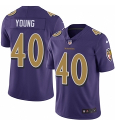Men's Nike Baltimore Ravens #40 Kenny Young Elite Purple Rush Vapor Untouchable NFL Jersey