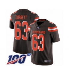 Men's Cleveland Browns #63 Austin Corbett Brown Team Color Vapor Untouchable Limited Player 100th Season Football Jersey