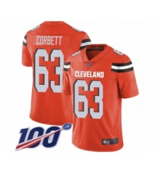Men's Cleveland Browns #63 Austin Corbett Orange Alternate Vapor Untouchable Limited Player 100th Season Football Jersey