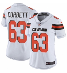 Women's Nike Cleveland Browns #63 Austin Corbett White Vapor Untouchable Limited Player NFL Jersey