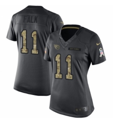 Women's Nike Tennessee Titans #11 Luke Falk Limited Black 2016 Salute to Service NFL Jersey