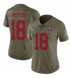 Women's Nike San Francisco 49ers #18 Dante Pettis Limited Olive 2017 Salute to Service NFL Jersey